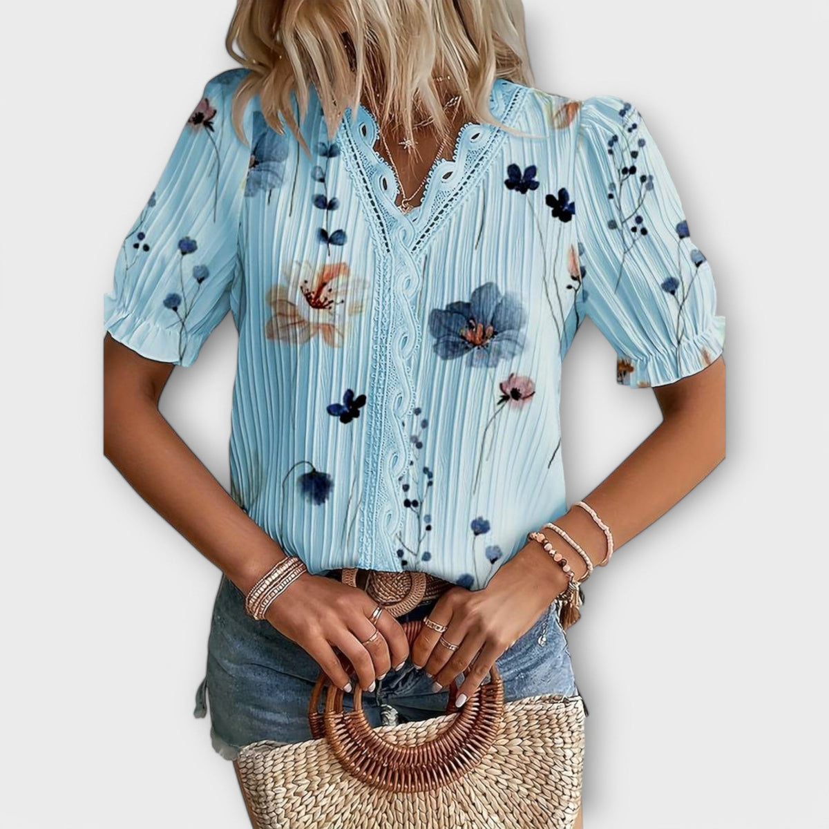 Emily - Blusa de moda con escote en V