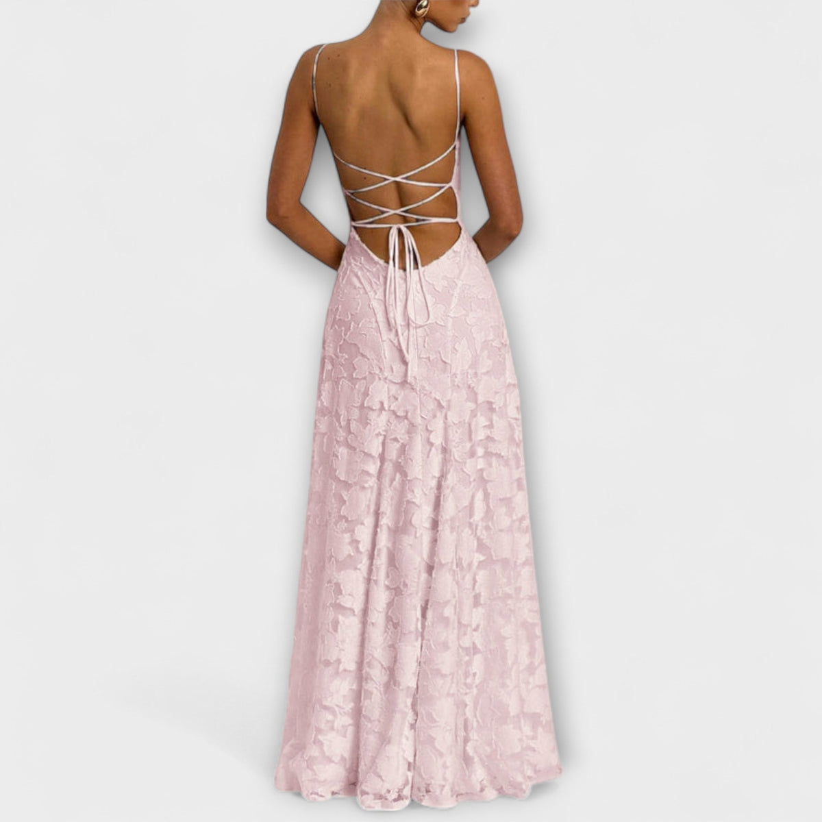 Emberly - Vestido maxi elegante de tela jacquard