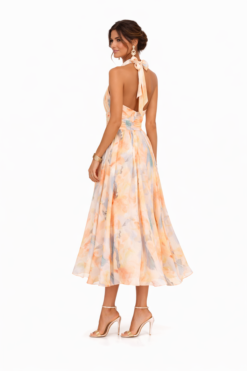 Esther™ | Vestido de Cuello Halter con Estampado de Acuarela