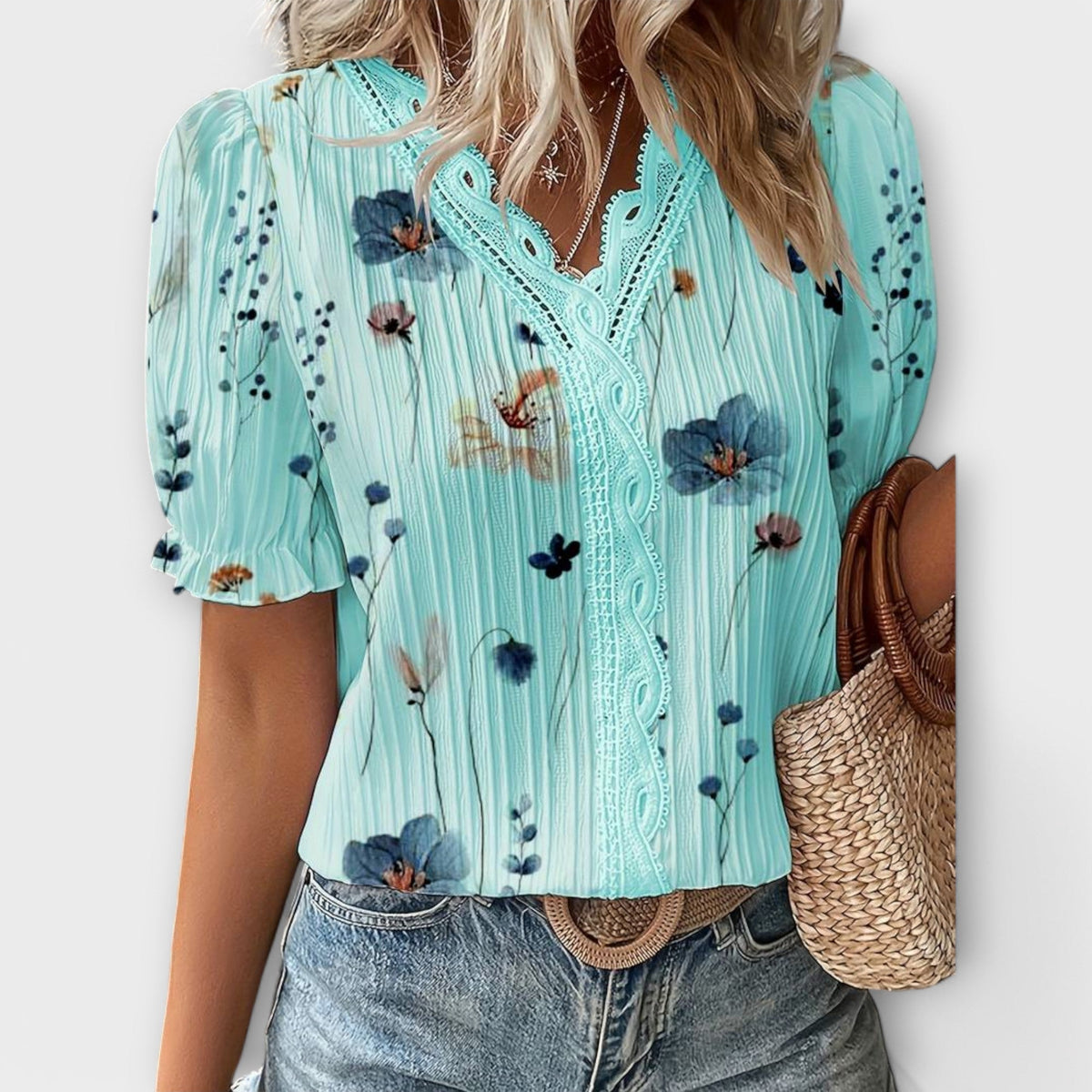 Emily - Blusa de moda con escote en V