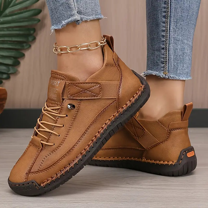 Gisela - Zapatillas ortopédicas cómodas de efecto piel