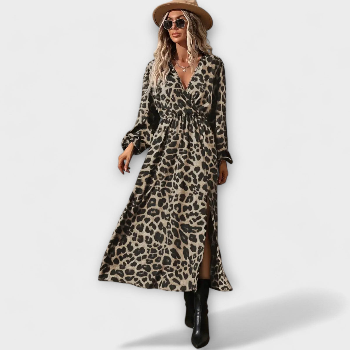 Natalie - Vestido elegante con estampado de leopardo