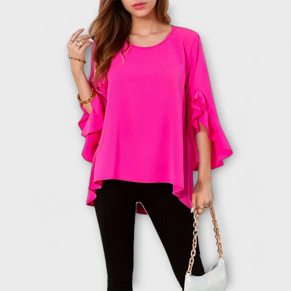Aria - Blusa de primavera perfecta con escote redondo