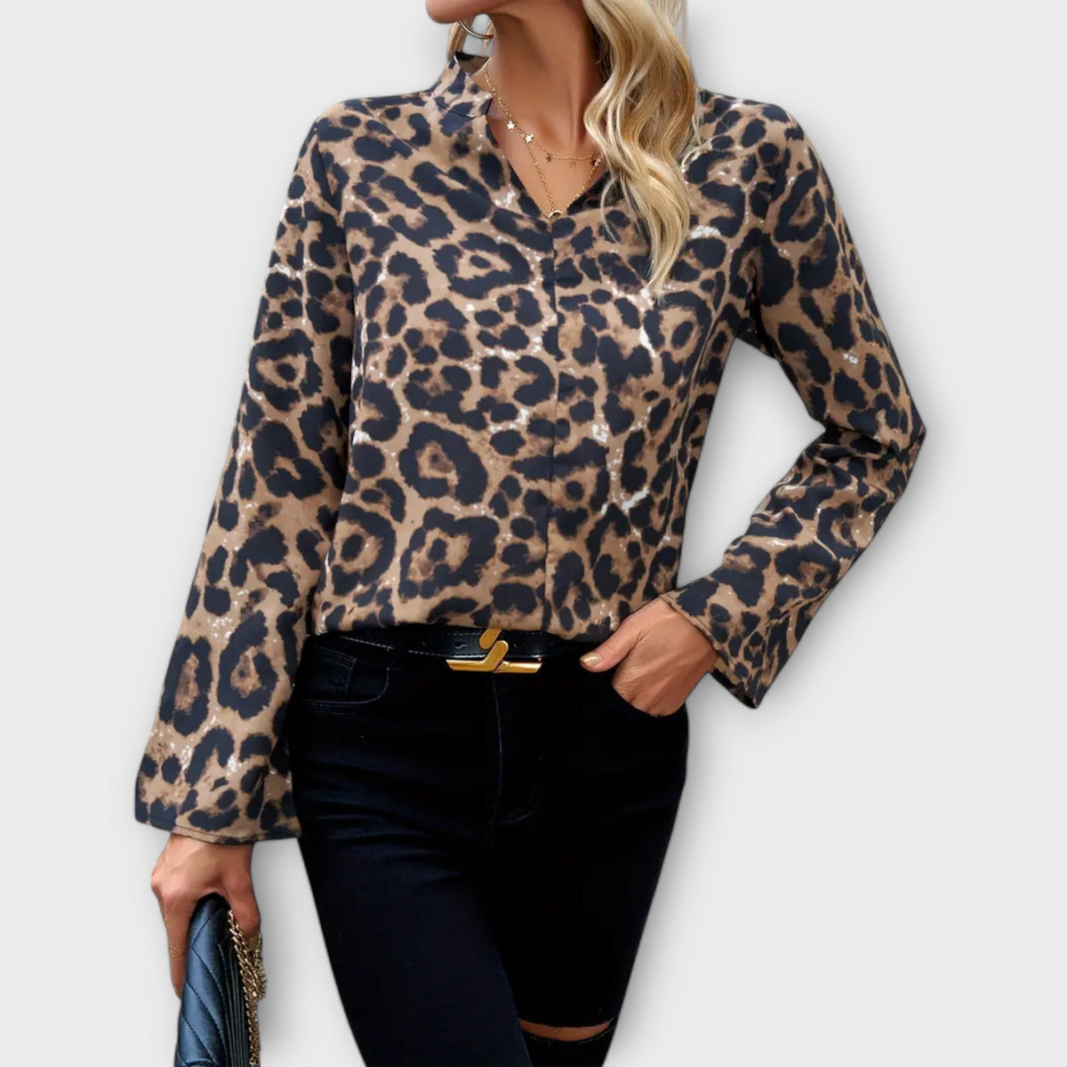 Blusa suelta con estampado de leopardo