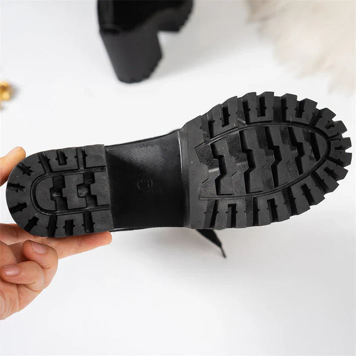 Tania - Botines con encaje y tacón grueso