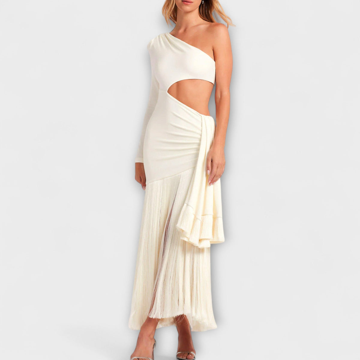 Alice - Encantador vestido maxi con cortes y flecos