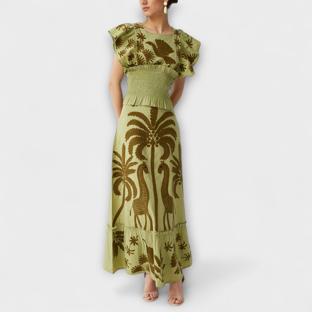Amy - Vestido elegante con palmeras