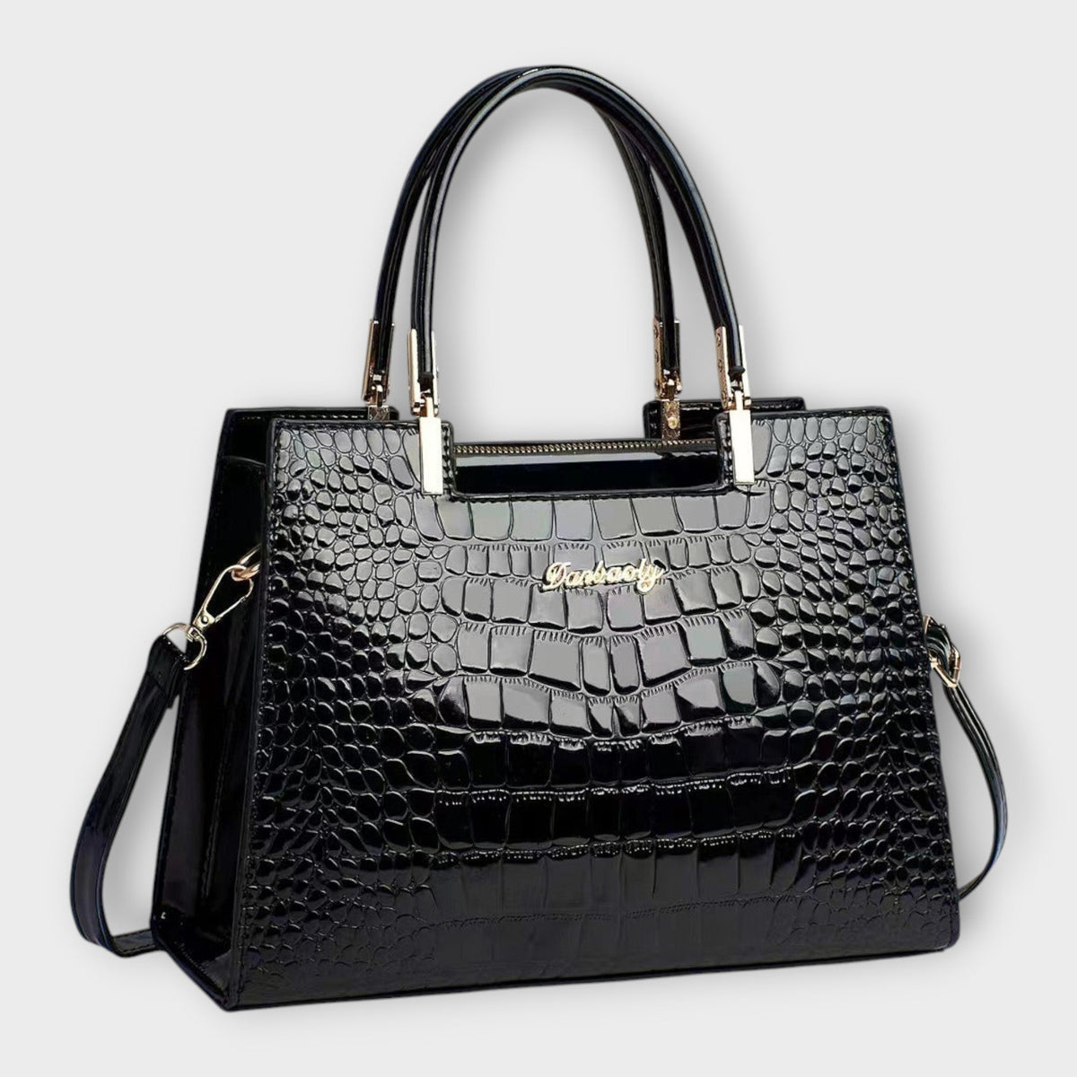 Cécile. - Bolso brillante con estampado de cocodrilo