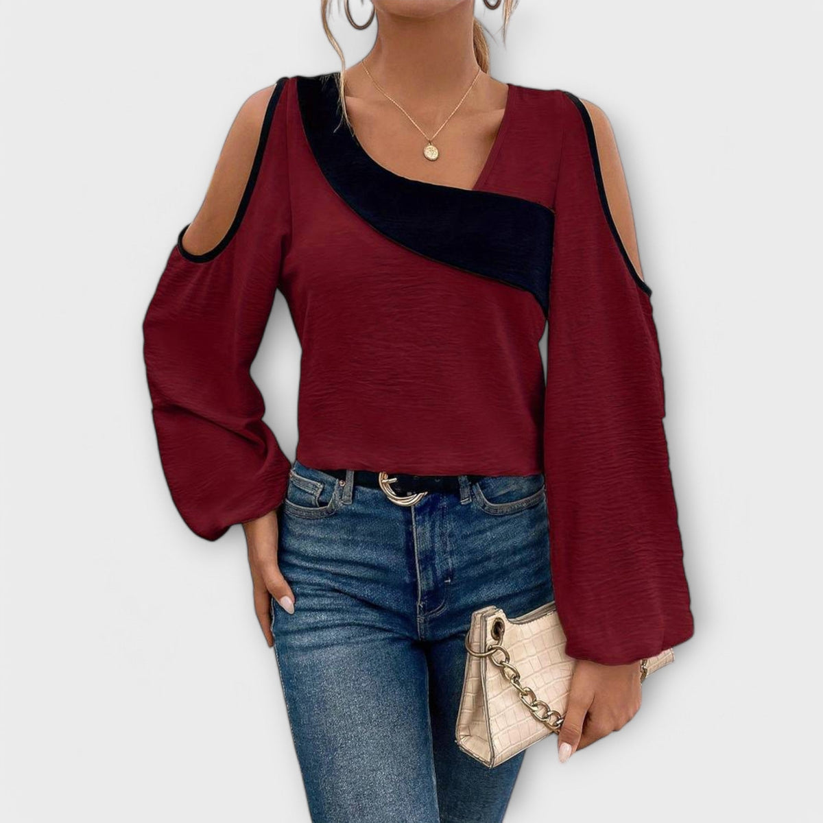 Scarlett - Blusa con escote rectangular