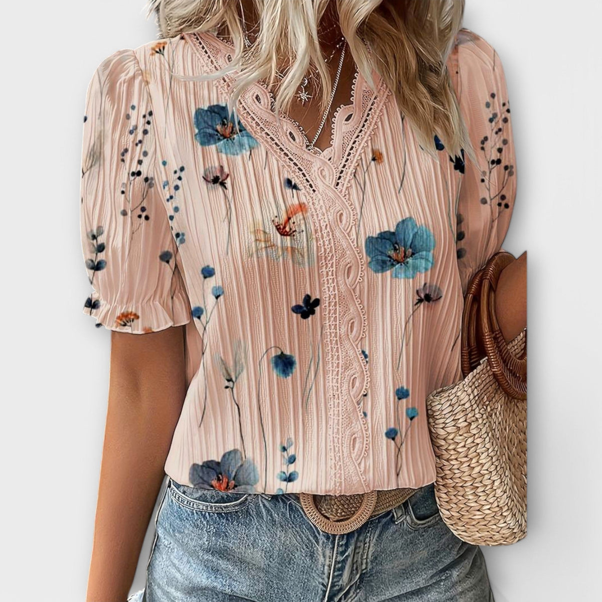 Emily - Blusa de moda con escote en V