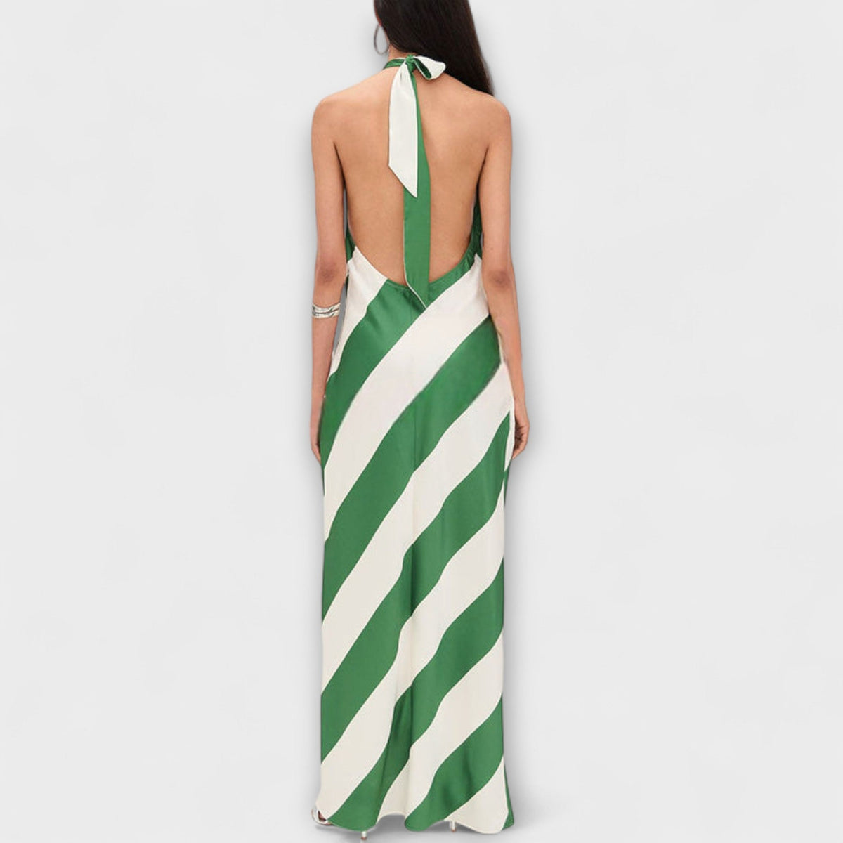 Marlowe - Vestido maxi con patrón a rayas y espalda descubierta