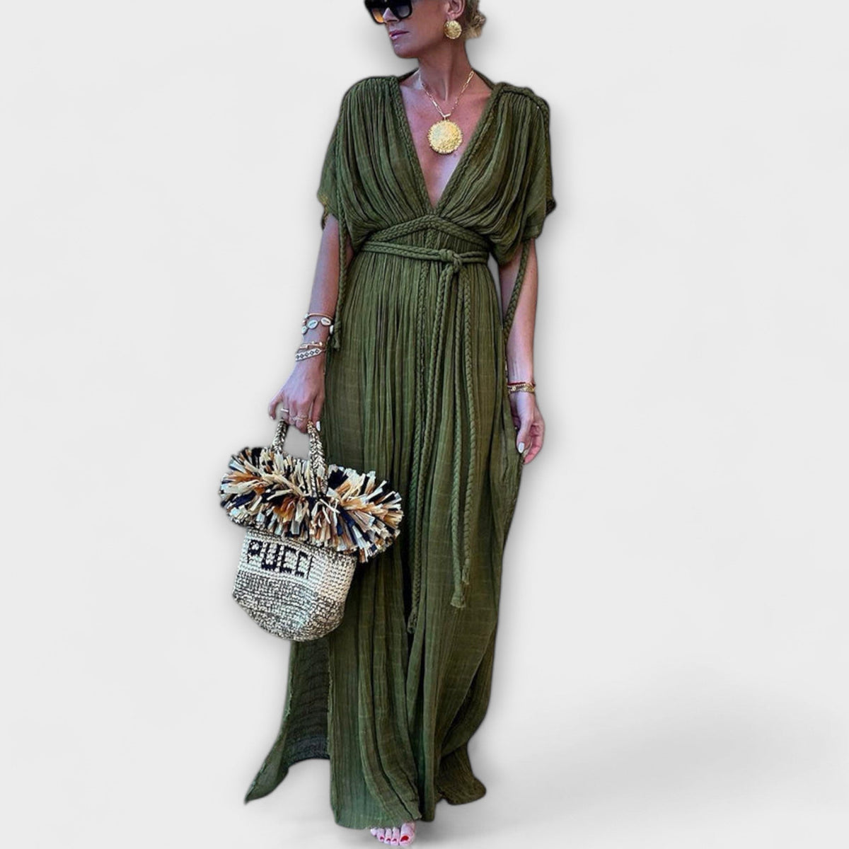 Vestido Maxi Kimono de Estilo Griego