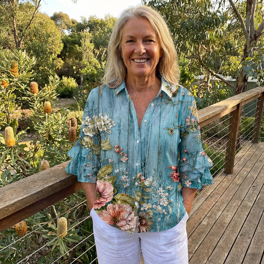Roselle Floral Print Vintage Blouse