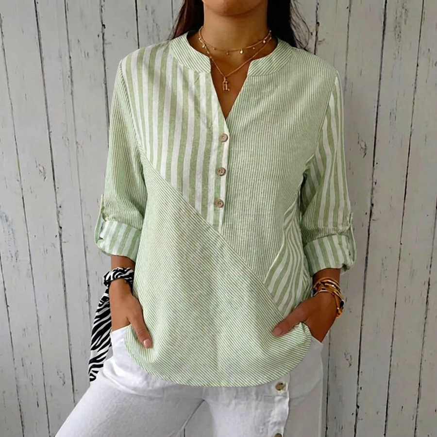 Jenny Striped Linen-cotton Summer Top