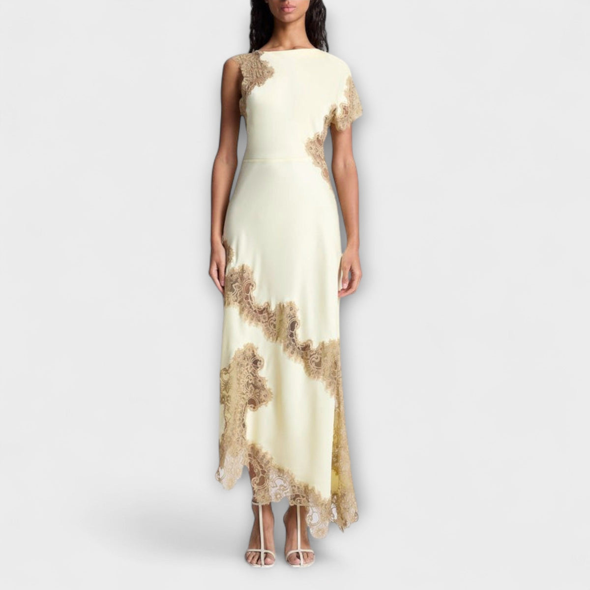 Margaret - Vestido maxi con detalles de satén y encaje