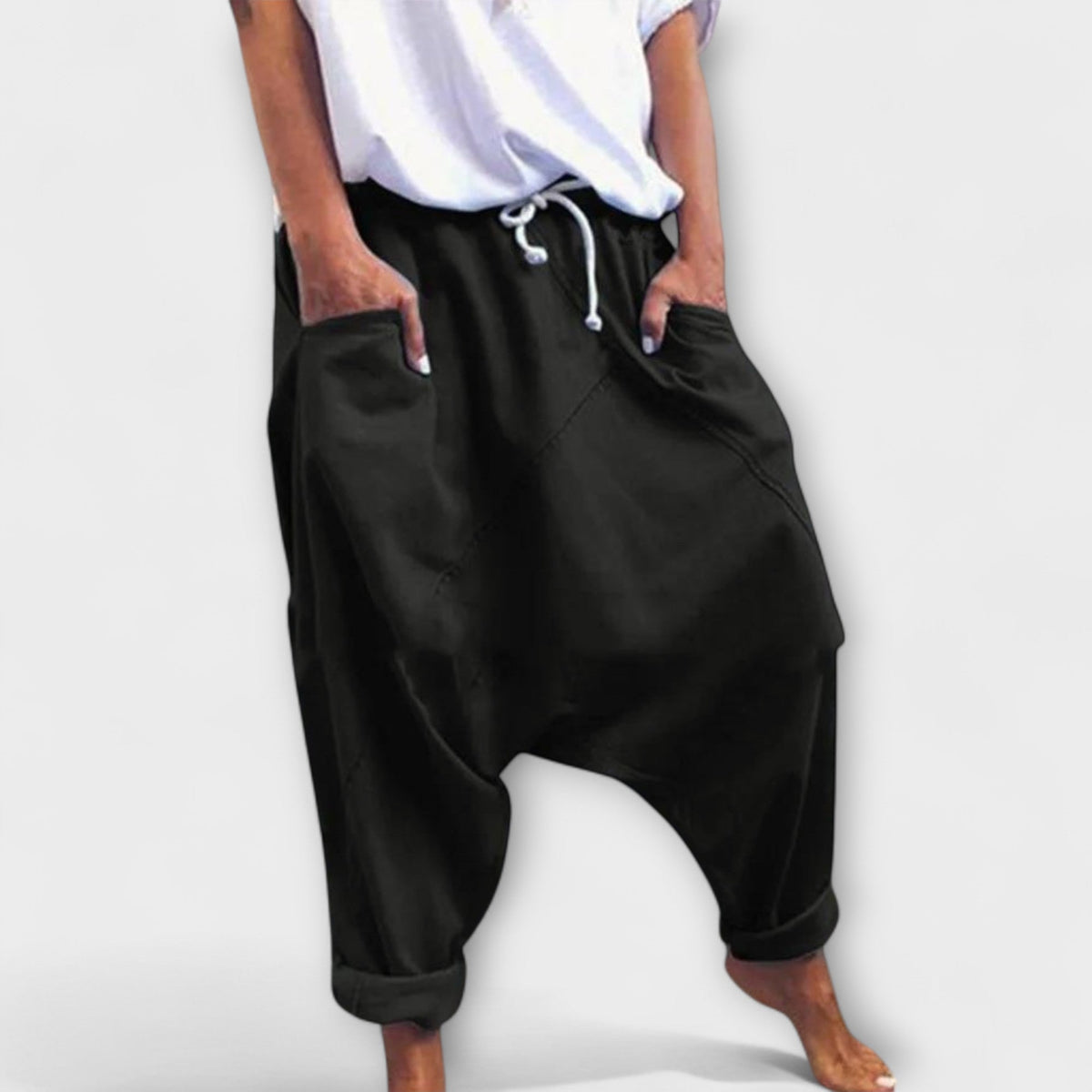 Hara - Pantalones harem sueltos con cordón