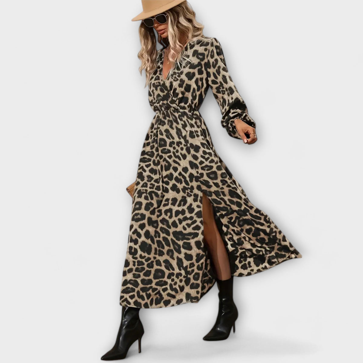 Natalie - Vestido elegante con estampado de leopardo