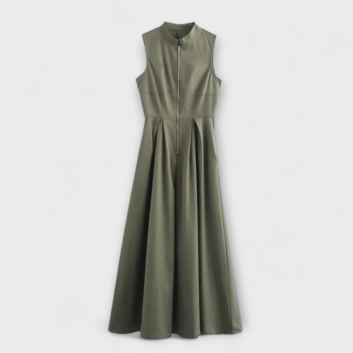 Vestido corto sin mangas con plisados y corte ajustado midi