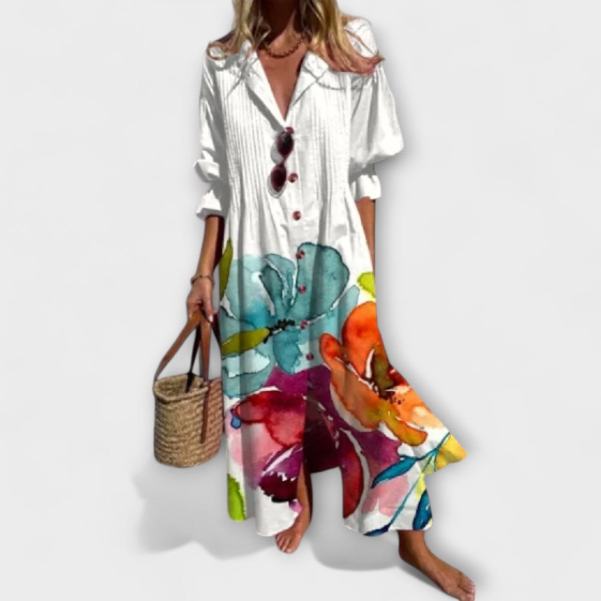 Lila - Vestido Maxi Halagador con Cubierta de Barriga