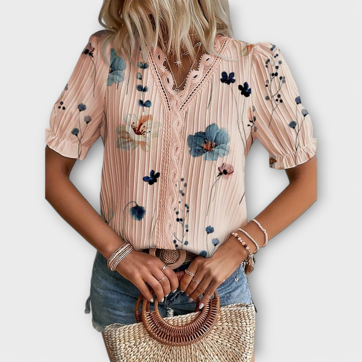 Emily - Blusa de moda con escote en V