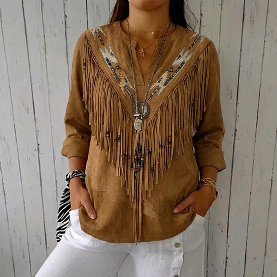 Winona Vintage Blouse With Ethnic Printed Design For A Classic Look