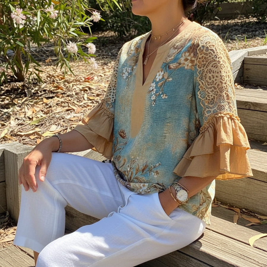 Zaria Vintage Blouse With Floral Print