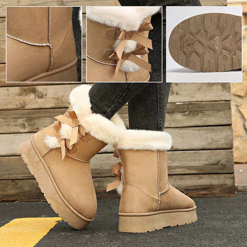 Lía - Botas de nieve con lazo y forro cálido