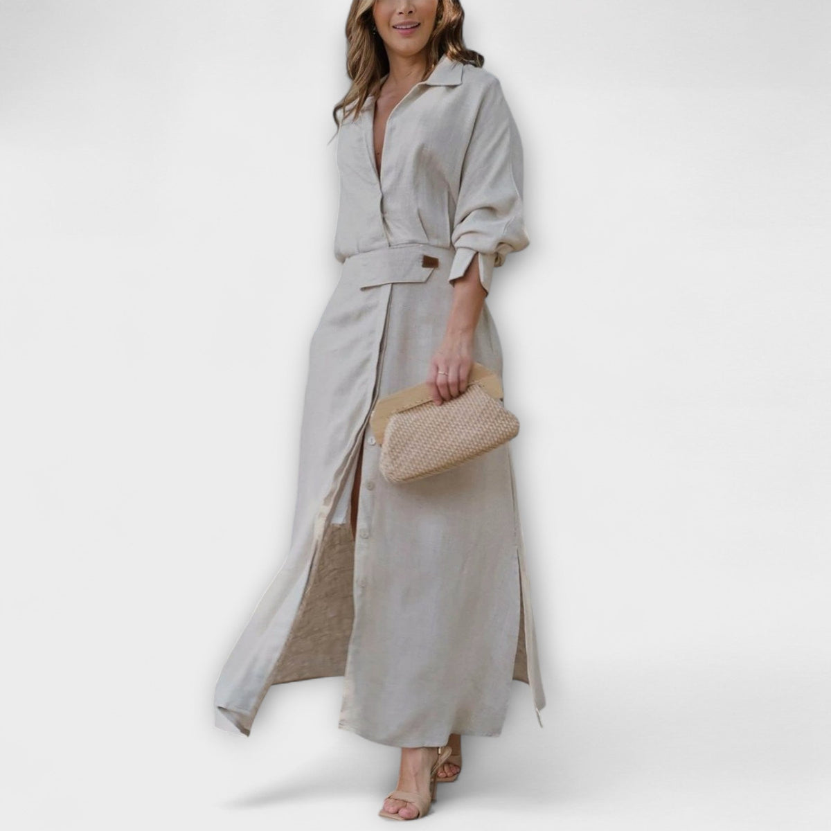 Jeanette - Vestido maxi con escote en V