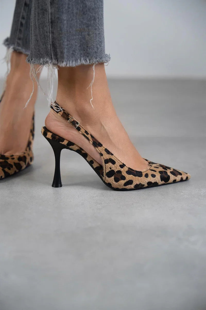 Mónica – Zapatos de tacón de leopardo con punta afilada
