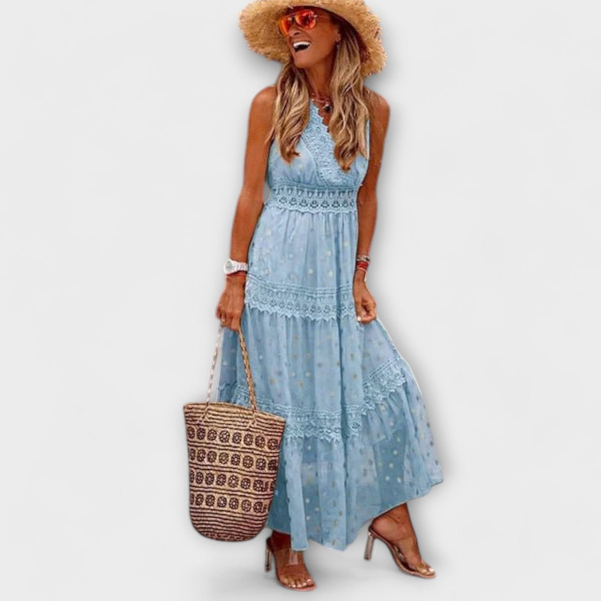 Lola - Vestido maxi con encaje boho